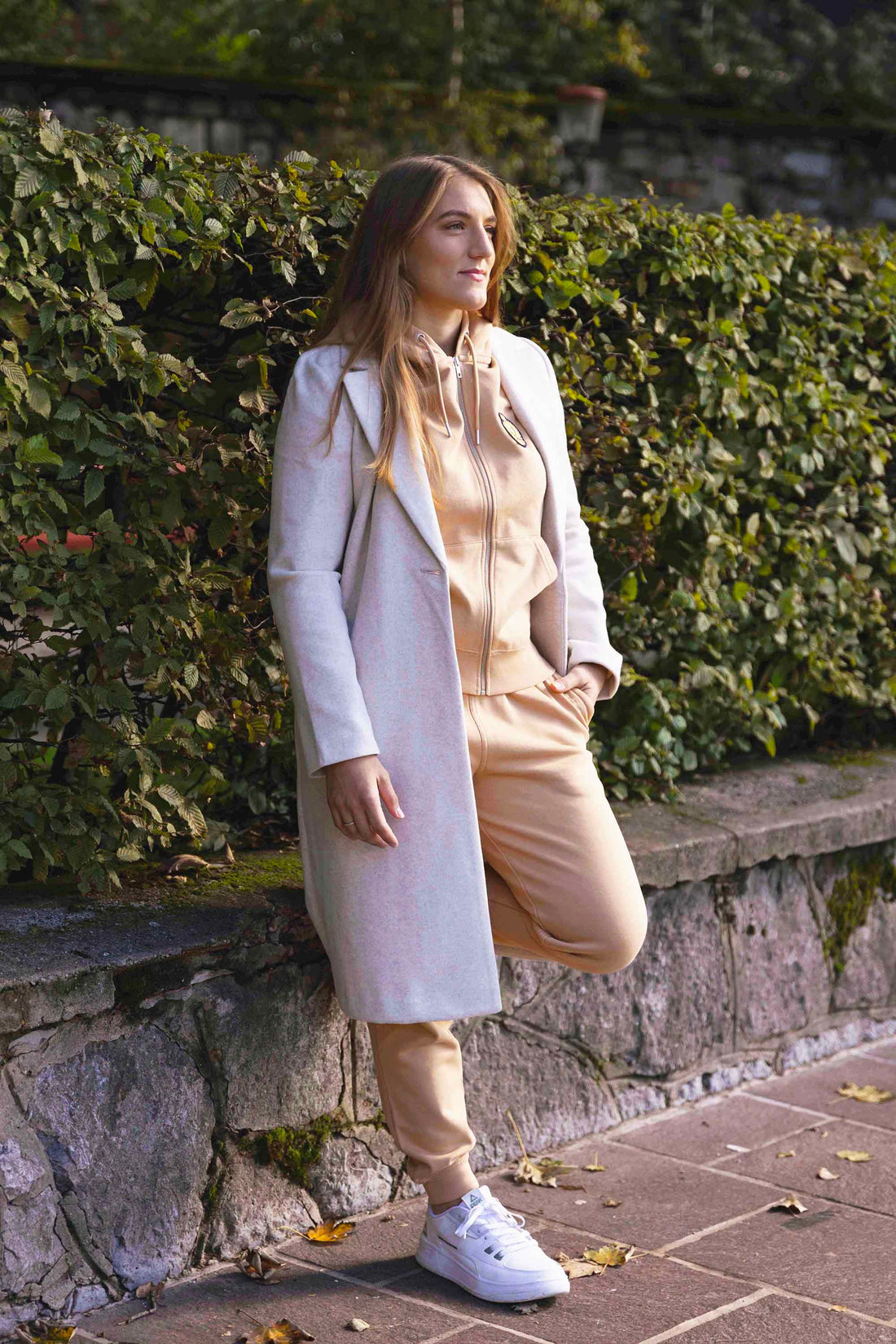 Logo Embroidery, Organic cotton Tracksuit CAMEL