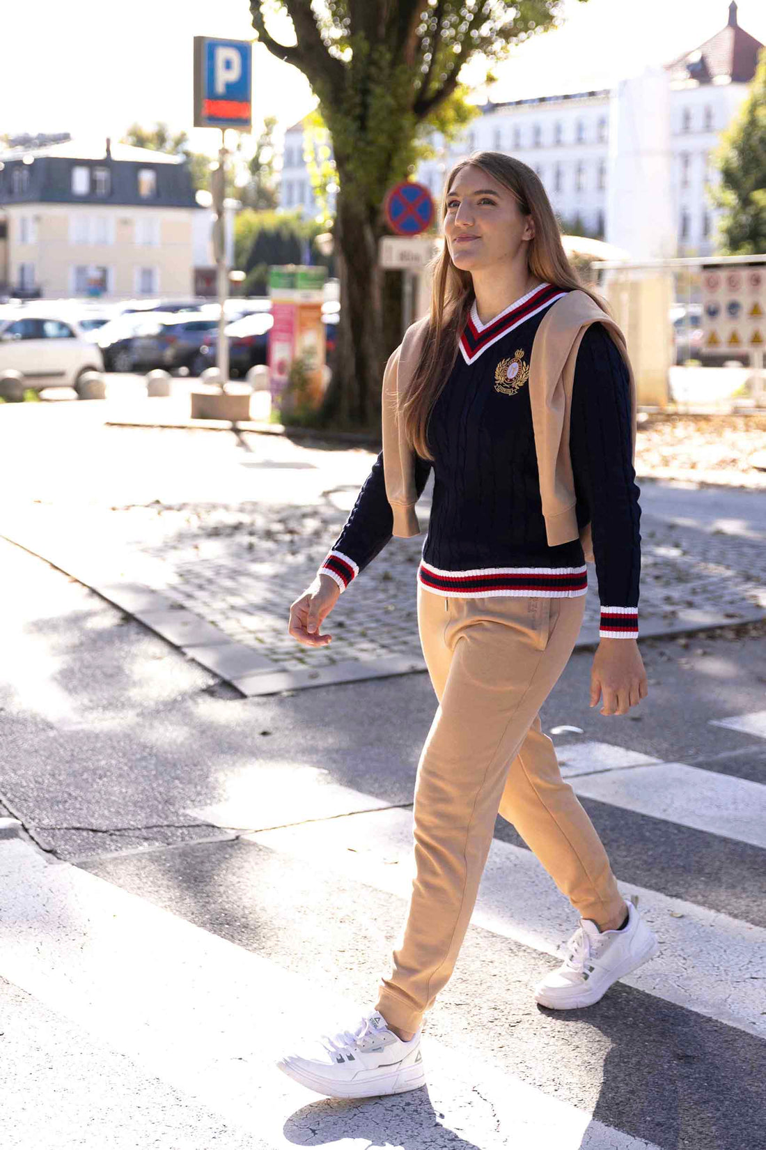 Logo Embroidery, Organic cotton Tracksuit CAMEL