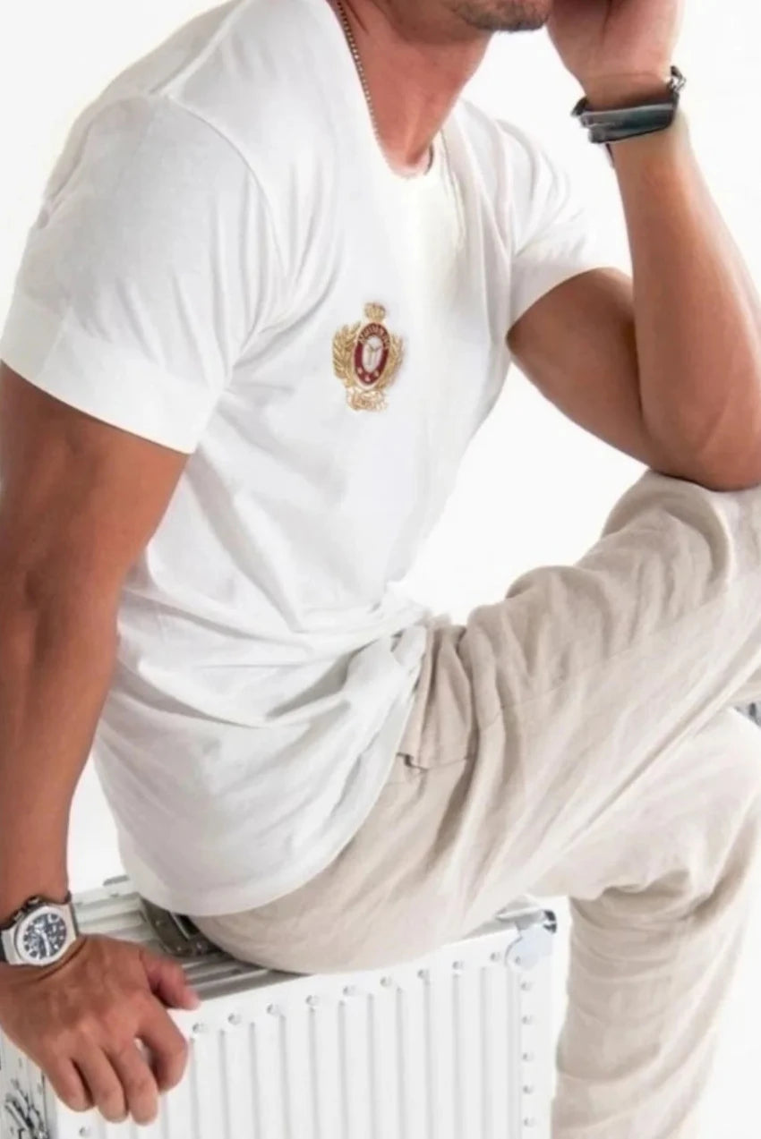 MOŠKA majica s kratkimi rokavi iz organskega bombaža BELA