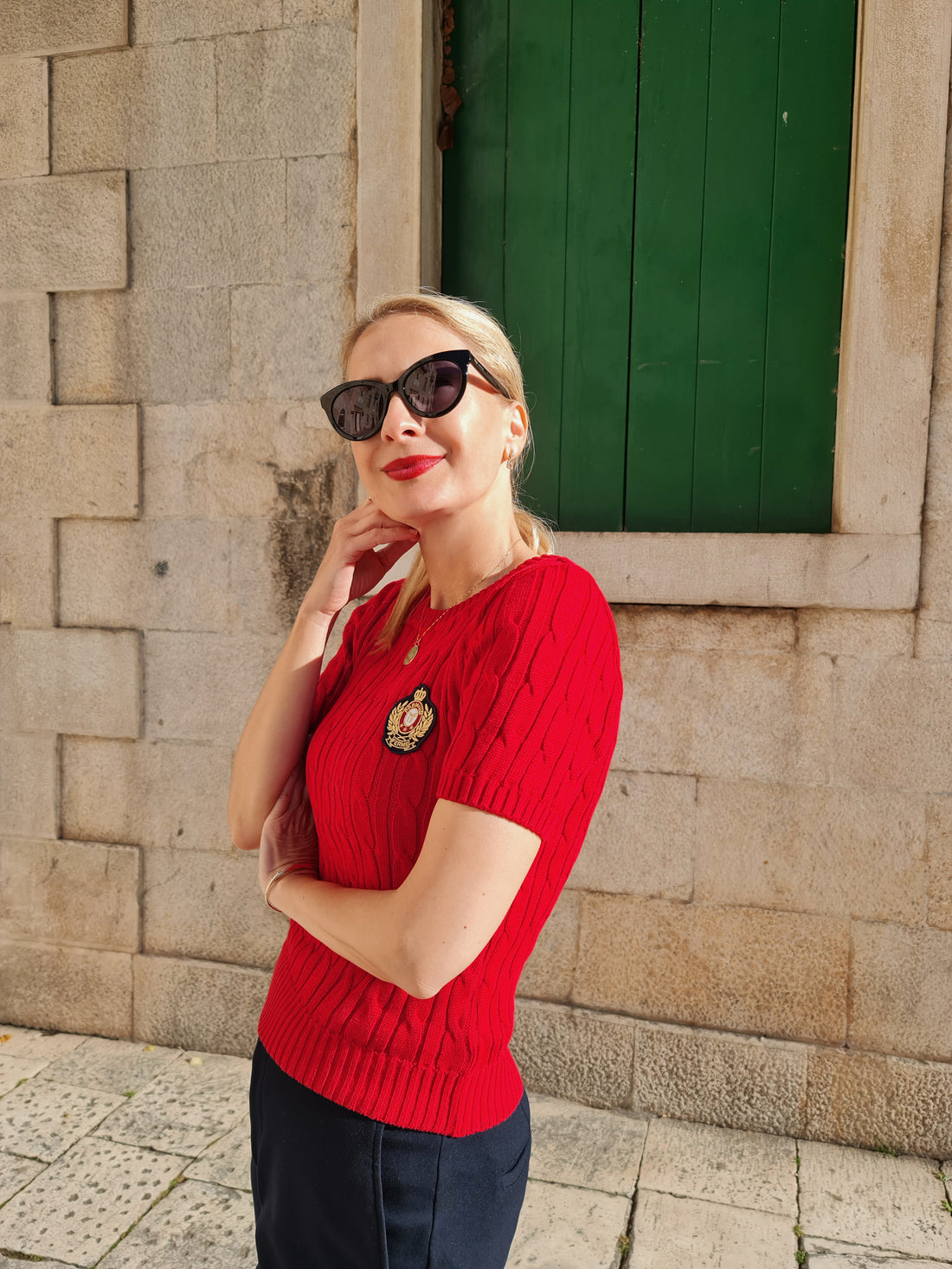 Pulover s kratkimi rokavi RDEČ