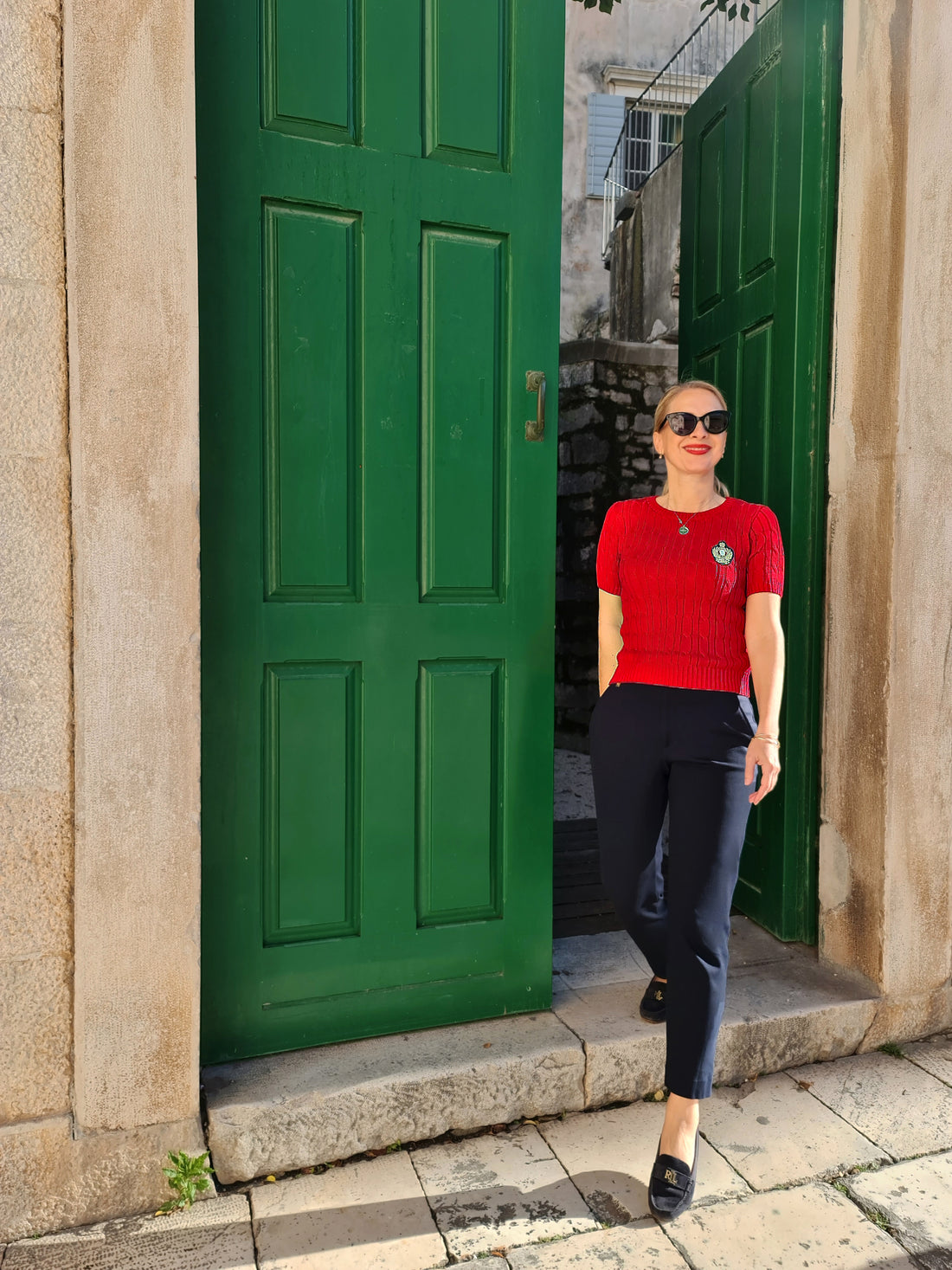 Pulover s kratkimi rokavi RDEČ