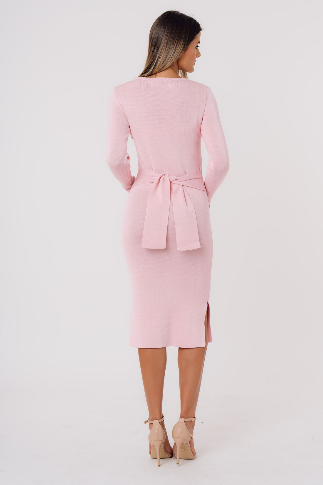 Organic Cotton Premium Boatneck Midi Dress PINK