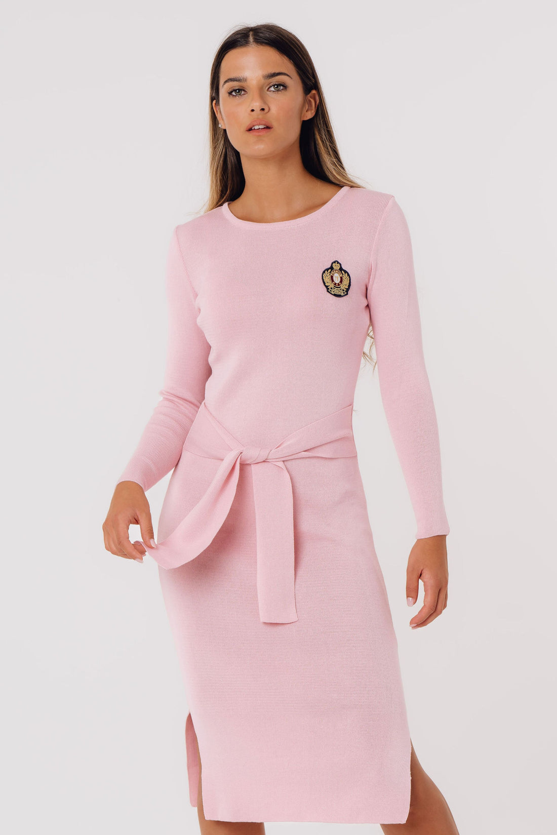 Organic Cotton Premium Boatneck Midi Dress Pink
